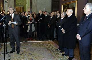 Un momento della cerimonia di apertura della Galleria Nazionale di Arte Antica alla presenza del Presidente Giorgio Napolitano e della moglie Clio