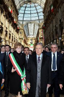Il Presidente Giorgio Napolitano con il Sindaco di Milano Dott.ssa Letizia Moratti, al termine del Convegno su Carlo Cattaneo