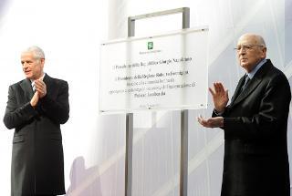 Il Presidente Giorgio Napolitano e il Presidente della Regione Lombardia Roberto Formigoni inaugurano &quot;Palazzo Lombardia&quot;, nuova sede della Regione