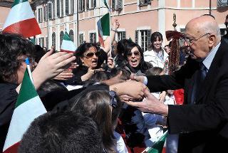 Il Presidente della Repubblica Giorgio Napolitano al suo arrivo a Varese in occasione della visita alla città