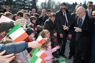 Il Presidente Giorgio Napolitano al suo arrivo a Varese