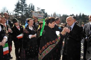 Il Presidente Giorgio Napolitano al suo arrivo a Varese in occasione della visita alla città