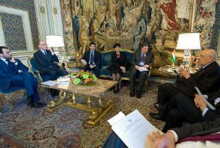 Il Presidente Giorgio Napolitano nel corso dei colloqui con una delegazione dell'Intergruppo Parlamentare per la Sussidarietà
