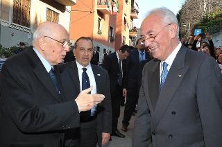 Il Presidente Giorgio Napolitano con il Rettore dell'Università dell'Insubria Prof. Renzo Dionigi al suo arrivo all'Ateneo