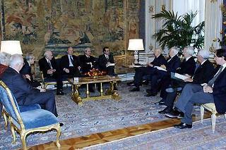 Un momento dell'incontro del Presidente della Repubblica Giorgio Napolitano con i componenti del Comitato promotore del referendum sulle leggi elettorali