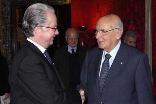 Il Presidente Giorgio Napolitano con il Signor Anders Bjurner, nuovo Ambasciatore del Regno di Svezia, in occasione della presentazione delle Lettere Credenziali