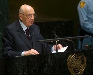 Il Presidente Giorgio Napolitano in occasione dell'intervento all'Assemblea Generale delle Nazioni Unite