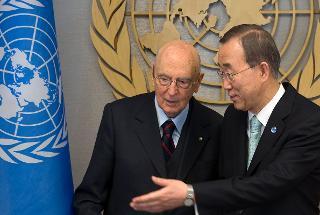Il Presidente Giorgio Napolitano con il Segretario generale delle Nazioni Unite Ban Ki-moon