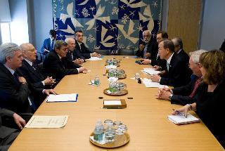 Il Presidente Giorgio Napolitano nel corso dell'incontro con il Segretario generale delle Nazioni Unite Ban KI-moon