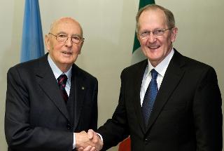 Il Presidente Giorgio Napolitano con Joseph Deiss, Presidente dell'Assemblea Generale dell'ONU