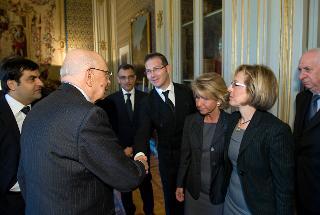 Il Presidente Giorgio Napolitano, con a fianco il Presidente dell'Associazione Nazionale Magistrati Luca Palamara, riceve la Giunta Esecutiva Centrale dell'ANM