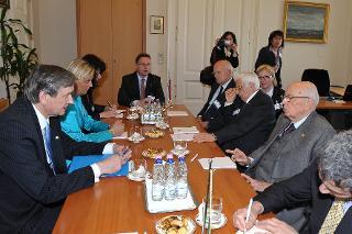 Il Presidente Giorgio Napolitano con il Presidente della Repubblica di Slovenia, Danilo Turk nel corso dell'incontro bilaterale