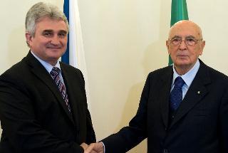 Il Presidente Giorgio Napolitano con il Presidente del Senato della Repubblica Ceca Milan Stech