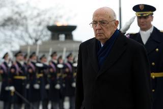 Il Presidente Giorgio Napolitano durante la cerimonia al Memoriale di Vitkov