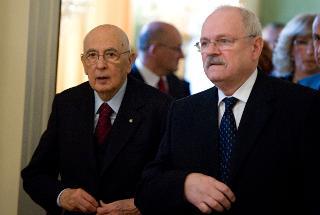 Il Presidente Giorgio Napolitano e il Presidente della Repubblica Slovacca Ivan Gasparovic, poco prima delle dichiarazioni alla stampa