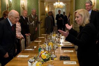 Il Presidente della Repubblica Giorgio Napolitano con il Primo Ministro della Repubblica Slovacca Iveta Radicova, in occasione dei colloqui con le rispettive delegazioni