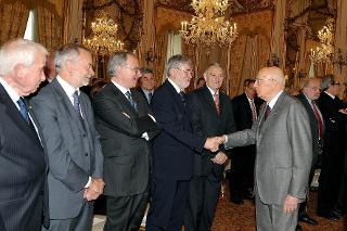 Il Presidente Giorgio Napolitano nel corso dell'incontro con i Sindacati Confederali in occasione della celebrazione della Festa del Lavoro
