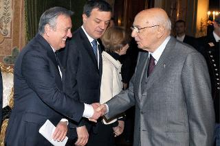 Il Presidente Giorgio Napolitano con Maurizio Sacconi, Ministro del Lavoro e delle Politiche Sociali in occasione della celebrazione della Festa del Lavoro