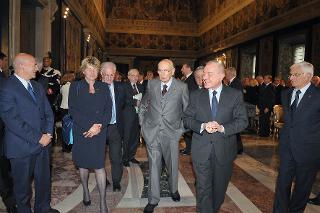 Il Presidente della Repubblica Giorgio Napolitano con i Segretari Generali della CGIL, CISL, UIL e UGL in occasione della celebrazione della Festa del Lavoro