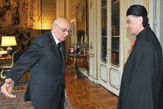 Il Presidente Giorgio Napolitano con Mons. Bechara Rai, nuovo Patriarca di Antiochia dei Maroniti