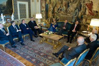 Il Presidente Giorgio Napolitano nel corso dell'incontro con una delegazione dell'Unione Province d'Italia