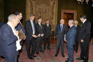 Il Presidente Giorgio Napolitano poco prima della cerimonia di presentazione dei candidati ai Premi &quot;David di Donatello&quot; per l'anno 2011