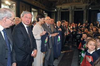 Il Presidente Giorgio Napolitano nel corso della manifestazione &quot;La scuola per i 150 anni dell'Unità d'Italia&quot;