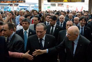 Il Presidente Giorgio Napolitano al suo arrivo alla stazione di Firenze Santa Maria Novella