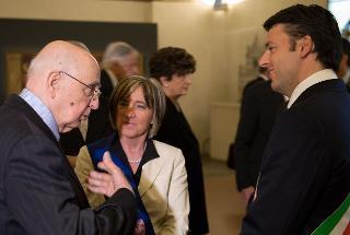 Il Presidente Giorgio Napolitano a colloquio con il sindaco di Firenze Matteo Renzi e il Vice Presidente della Provincia Laura Cantini