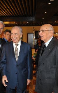 Il Presidente Giorgio Napolitano con Shimon Peres, Presidente dello Stato d'Israele