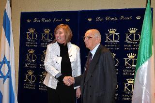 Il Presidente Giorgio Napolitano con Tzipi Livni, leader dell'opposizione