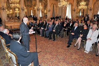 Il Presidente Giorgio Napolitano durante il suo intervento in occasione dell'incontro con i rappresentanti dell'Associazione Stampa Estera in Italia