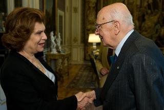 Il Presidente Giorgio Napolitano accoglie l'Ambasciatore del Regno Hashemita di Giordania, la Principessa Wijdan Fawaz Al-Hascemi, in visita di congedo