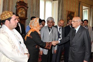 Il Presidente Giorgio Napolitano nel corso dell'incontro con una delegazione di partecipanti alla Conferenza Internazionale delle Organizzazioni della Società Civile Afgana