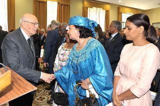 Il Presidente Giorgio Napolitano alla celebrazione della "Giornata dell'Africa", in occasione del 48° anniversario della Fondazione dell'Organizzazione dell'Unità Africana