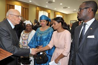 Il Presidente Giorgio Napolitano alla celebrazione della "Giornata dell'Africa", in occasione del 48° anniversario della Fondazione dell'Organizzazione dell'Unità Africana