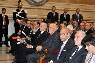 Il Presidente Giorgio Napolitano in un momento della sessione inaugurale della IV riunione plenaria della Rete dei Procuratori generali delle Corti supreme presso gli Stati membri dell'Unione Europea