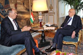 Il Presidente Giorgio Napolitano con Francis Gurry, Direttore generale dell'Organizzazione Mondiale per la Proprietà Intellettuale, durante i colloqui