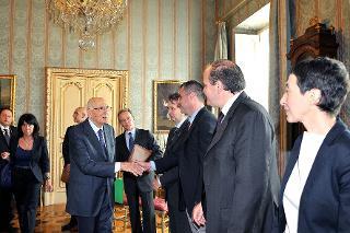 Il Presidente Giorgio Napolitano nel corso dell'incontro con una delegazione di deputati italiani al Parlamento europeo