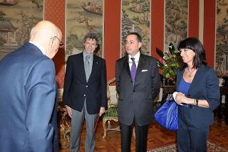Il Presidente Giorgio Napolitano con i Vice Presidenti Gianni Pittella e Roberta Angelilli, in occasione dell'incontro con una delegazione di deputati italiani al Parlamento europeo