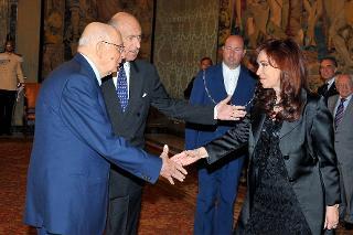 Il Presidente Giorgio Napolitano con il Presidente della Repubblica Argentina, Cristina Fernández de Kirchner