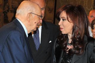 Il Presidente Giorgio Napolitano con il Presidente della Repubblica Argentina, Cristina Fernández de Kirchner