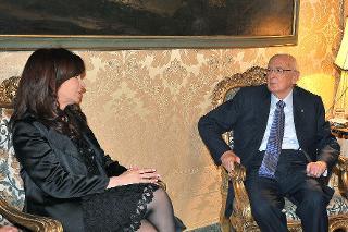 Il Presidente Giorgio Napolitano con il Presidente della Repubblica Argentina, Cristina Fernández de Kirchner