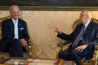 Il Presidente Giorgio Napolitano nel corso dei colloqui con Joe Biden, Vice Presidente degli Stati Uniti d'America