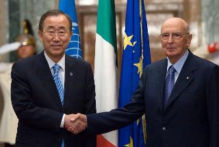 Il Presidente Giorgio Napolitano con Ban Ki Moon, Segretario generale delle Nazioni Unite