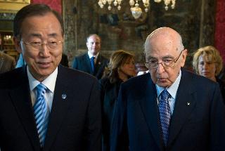 Il Presidente Giorgio Napolitano con Ban Ki Moon, Segretario generale delle Nazioni Unite