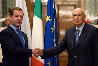 Il Presidente Giorgio Napolitano con Dmitry Medvedev, Presidente della Federazione Russa