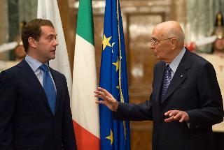 Il Presidente Giorgio Napolitano con Dmitry Medvedev, Presidente della Federazione Russa