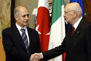 Il Presidente Giorgio Napolitano con il Presidente della Repubblica di Turchia, Ahmet Necdet Sezer, in occasione della visita di Stato in Italia