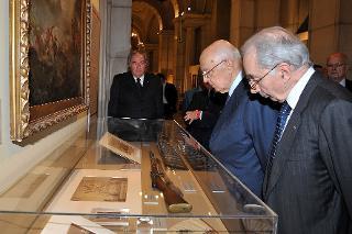 Il Presidente Giorgio Napolitano con Giuliano Amato nel corso della visita al &quot;Museo Centrale del Risorgimento Italiano&quot;
